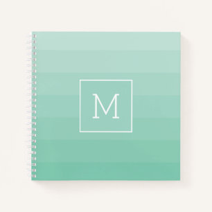 Carnet Mousse de mer vert rayures horizontales Monogramme