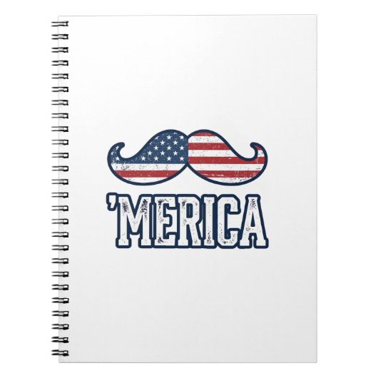 Carnet Moustache Américaine Patriotique Design Vectoriel  (Devant)
