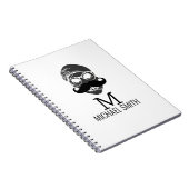 Carnet Moustache drôle Monogramme #2 (Côté Droit)