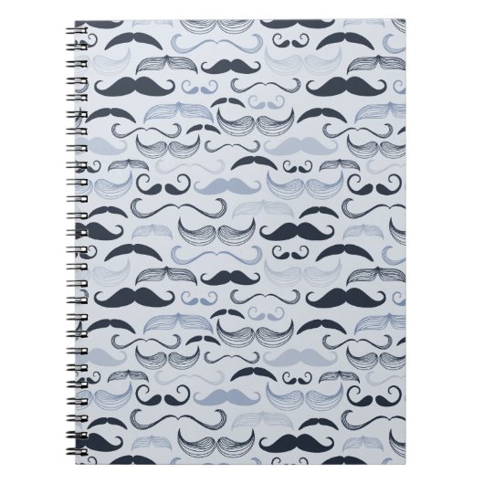 Carnet Moustaches Hipster Bleues (Devant)