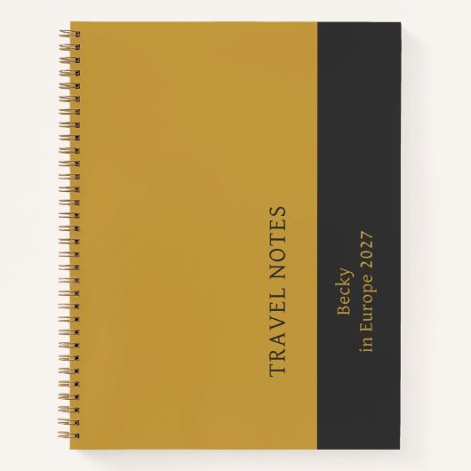 Carnet Moutarde Charbon Vertical Professionnel Minimal (Devant)