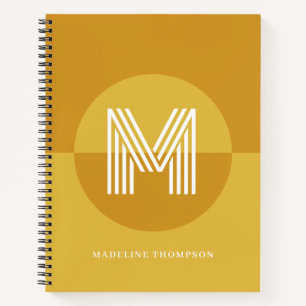 Carnet Moutarde Chic Jaune Géométrique Moderne Monogramme