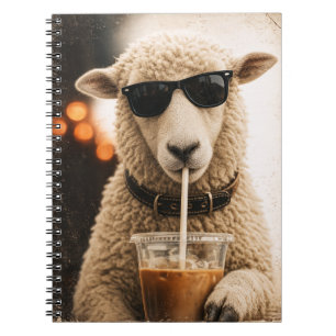 Carnet Moutons cools buvant du café glacé
