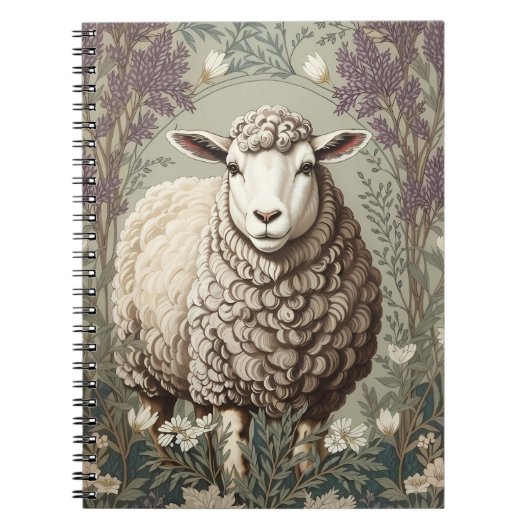 Carnet Moutons Élégants Fond de Fleur de Lavande (Devant)