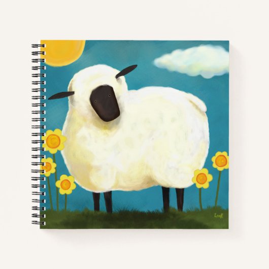 Carnet Moutons et fleurs blancs Fluffy (Devant)