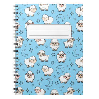 Carnet Moutons mignons endormis et Lune avec Étoiles