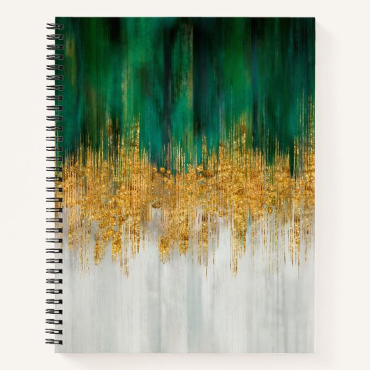 Carnet Mouvement vert et or abstrait (Devant)