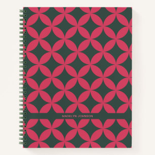 Carnet Moyen Siècle Mod Géométrique Rétro Moderne Rose & 