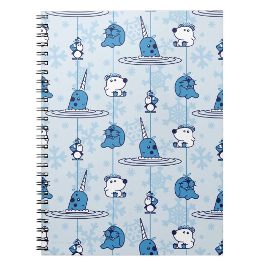 Carnet Mr. Narwhal Blue Snowflake Pattern (Devant)