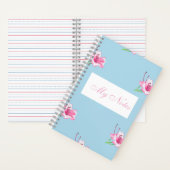 Carnet Mug bleu avec des lys roses (À l'intérieur)