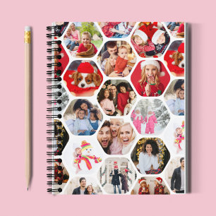 Carnet Multi Photo Collage Simple Moderne Hexagon Motif
