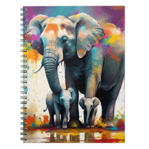 Carnet Mummy Et Éléphants Bébés Colour Splash,