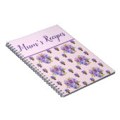 Carnet Mums Recettes Pansy Shabby, fleurs florales violet (Côté Droit)