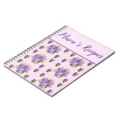 Carnet Mums Recettes Pansy Shabby, fleurs florales violet (Côté gauche)