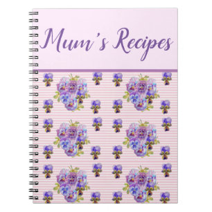 Carnet Mums Recettes Pansy Shabby, fleurs florales violet