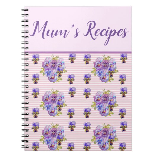 Carnet Mums Recettes Pansy Shabby, fleurs florales violet (Devant)