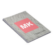 Carnet Mur gris monogrammé professionnel moderne rose (Côté Droit)