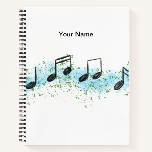 Carnet Music Notes Abstract Art Notebook - Blue & Green (Devant)