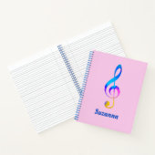 Carnet Musical Rainbow Swirl Treble Clef et nom rose (Intérieur)