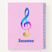 Carnet Musical Rainbow Swirl Treble Clef et nom rose (Dos)