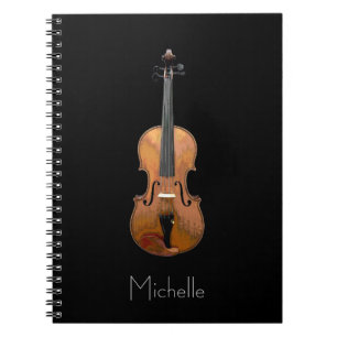 Carnet Musical Violin Simple Personalized Black
