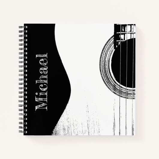 Carnet Musique Acoustic Guitar Black White (Devant)
