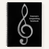 Carnet Musique Chansons Noir avec Treble Clef Musical (Devant)