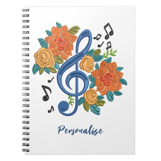 Carnet Musique Clef Note Fleurs orange Notes musicales (Devant)