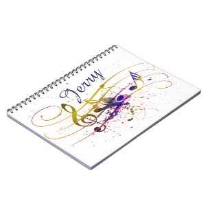 Carnet Musique colorée personnalisée éclaboussée