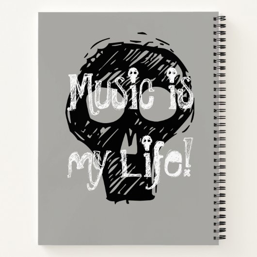 Carnet Musique cool Rock et Roll Skuls Personnaliser Nom (Dos)