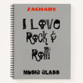 Carnet Musique cool Rock et Roll Skuls Personnaliser Nom (Devant)