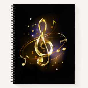 Carnet Musique de clé de sol en or