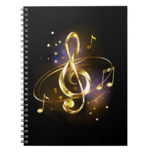 Carnet Musique de clé de sol en or
