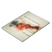 Carnet Musique de feuille d'aquarelle et violon (Côté gauche)