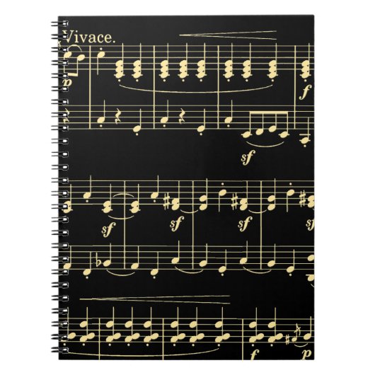 Carnet Musique d'or en noir (Devant)