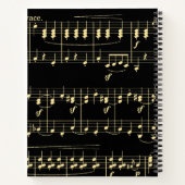 Carnet Musique dorée sur fond noir  (Dos)