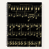 Carnet Musique dorée sur fond noir  (Devant)