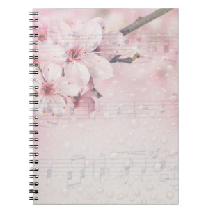 Carnet Musique florale rose