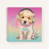 Carnet Musique mignonne Aimant Golden Retriever Personnal (Devant)