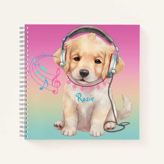 Carnet Musique mignonne Aimant Golden Retriever Personnal (Devant)