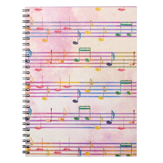 Carnet Musique multicolore colorée Note musicienne (Devant)