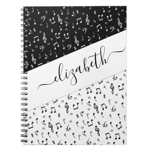 Carnet Musique noire et blanche personnalisée (Devant)