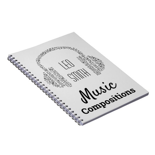 Carnet Musique notes casque DJ moderne (Côté Droit)