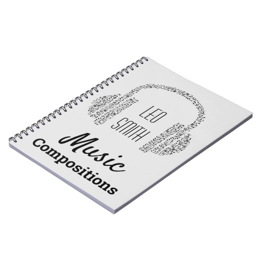 Carnet Musique notes casque DJ moderne (Côté gauche)