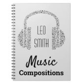 Carnet Musique notes casque DJ moderne (Devant)