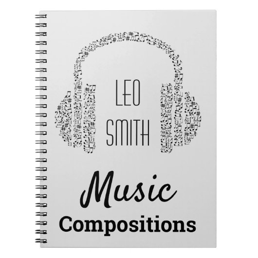 Carnet Musique notes casque DJ moderne (Devant)