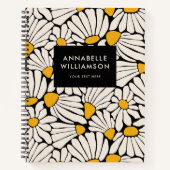 Carnet Mustard floral rétro jaune noir (Devant)
