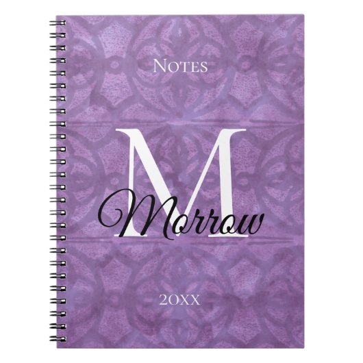 Carnet Mute Purple Batik Nom et année (Devant)