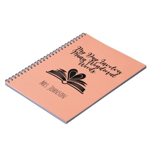 Carnet My Day Involves Many Wonderful Words Educator (Côté gauche)