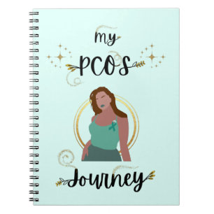 Carnet My PCOS Journey Gold Glitter Sparkles Teal Ribbon